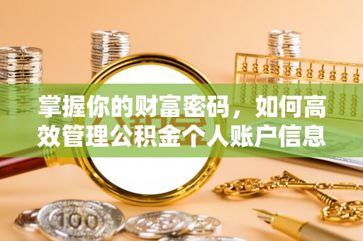 广州掌握你的财富密码，如何高效管理公积金个人账户信息