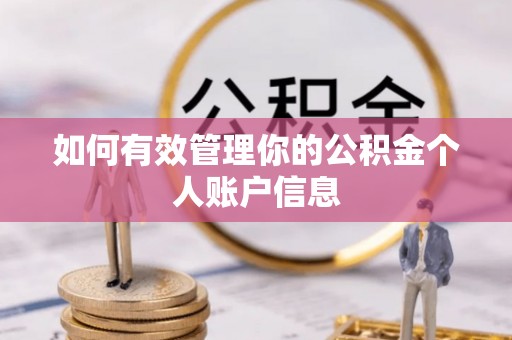 玉溪如何有效管理你的公积金个人账户信息